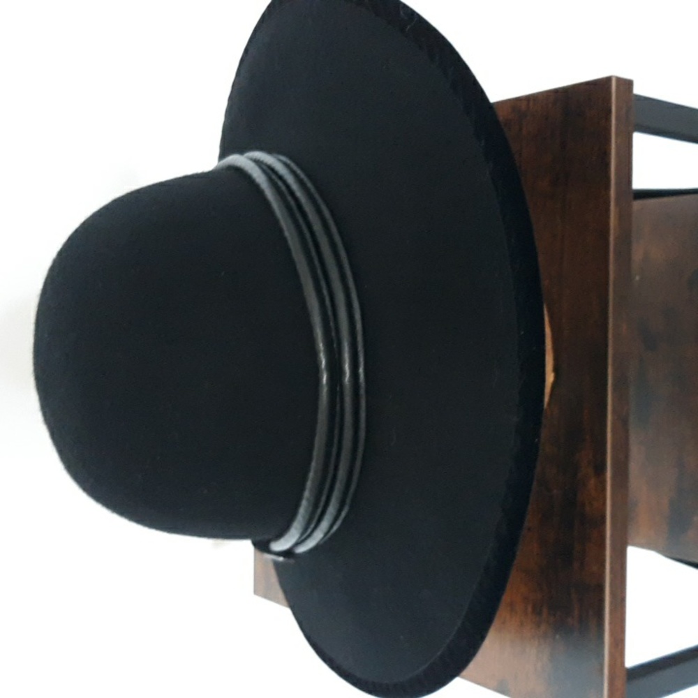 betmar Black Wide-Brim Wool Hat with Trim